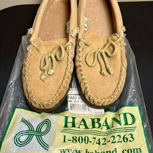 NEW Men Haband Beige Leather suede Moccasins 8EEE